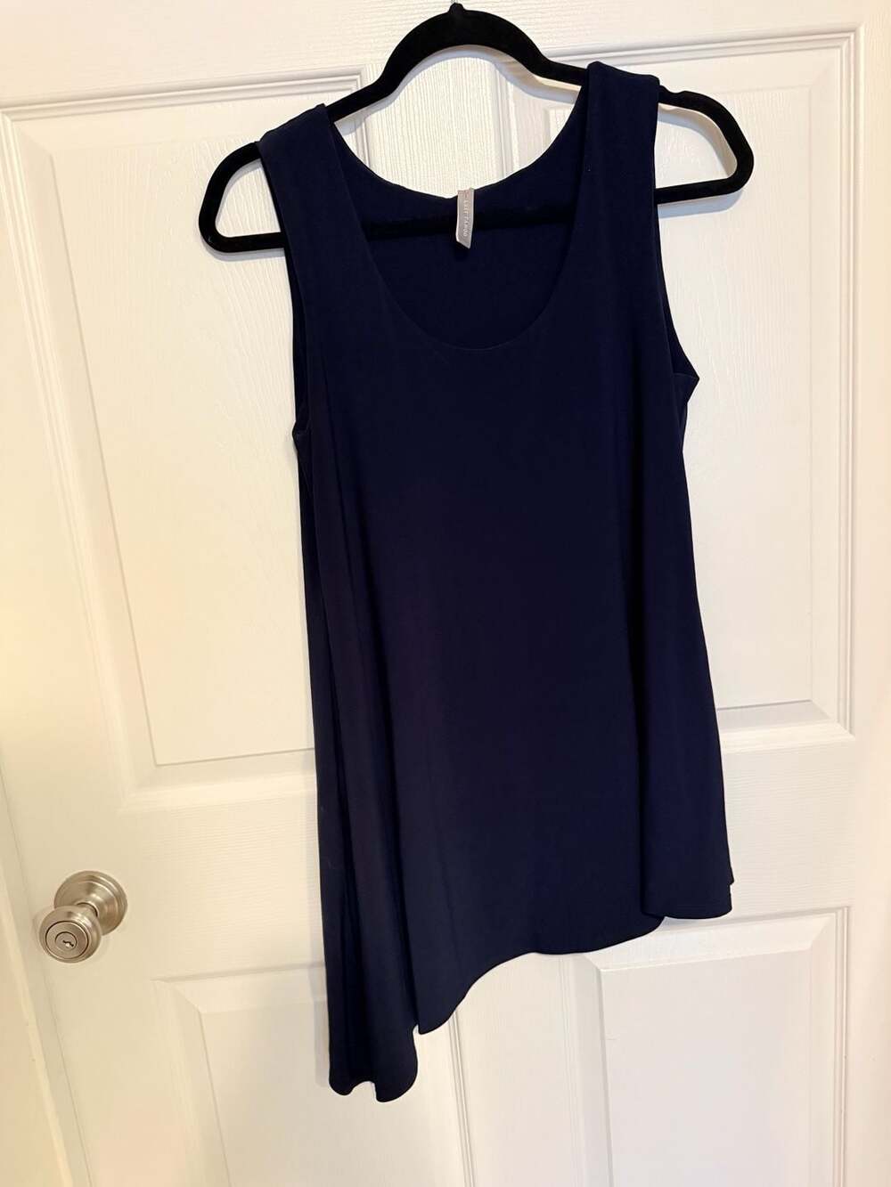 Last Tango Navy Asymmetrical Sleeveless Swing Tank Top